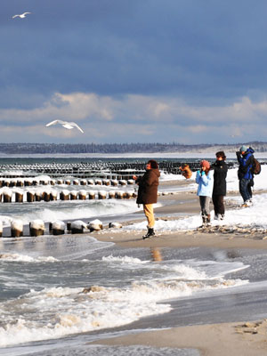 winterlicher Strandspaziergang
