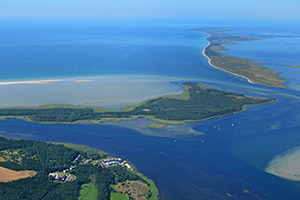 Luftbild mit Barhöft, Inseln Bock und Hiddensee - Bild vergrößern ...